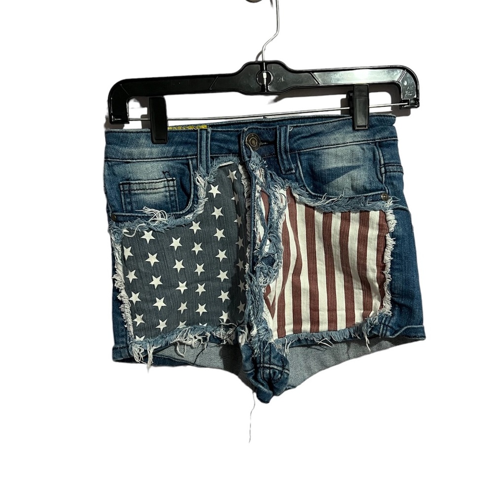 Machine Nouvelle Mode American Flag Denim Shorts